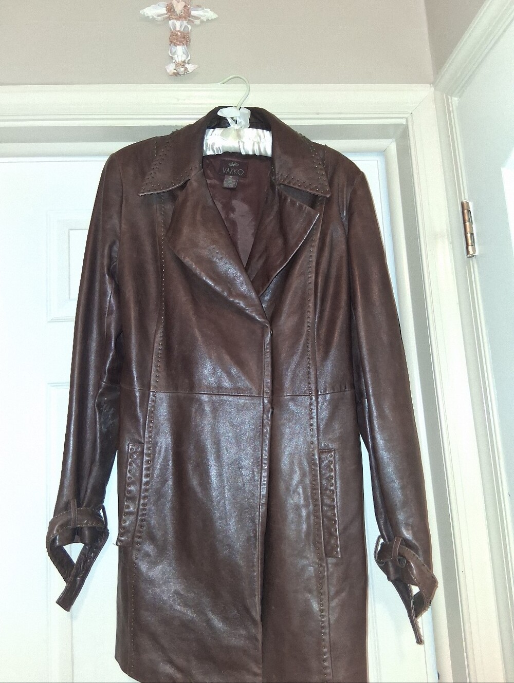 Vakko Women's Brown 100% Leather Coat